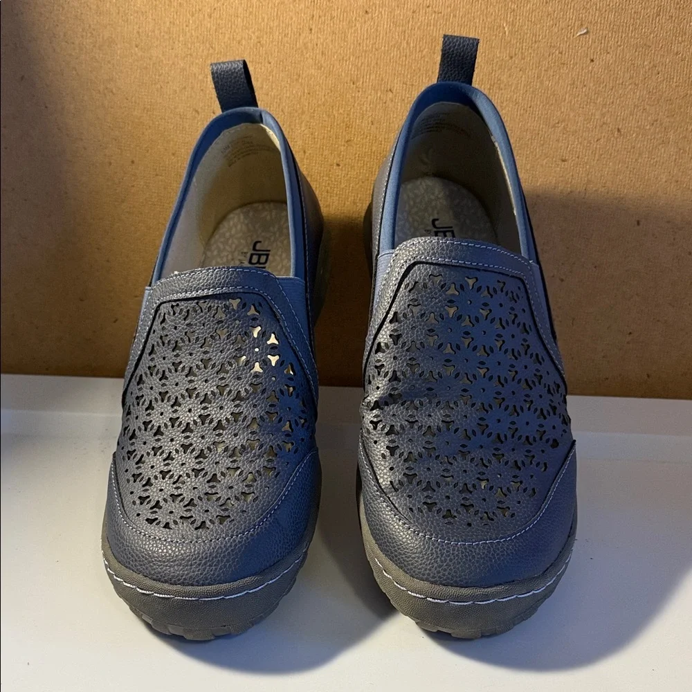 JBU Perforated Navy Slip-On Loafers - Picture 1 of 8